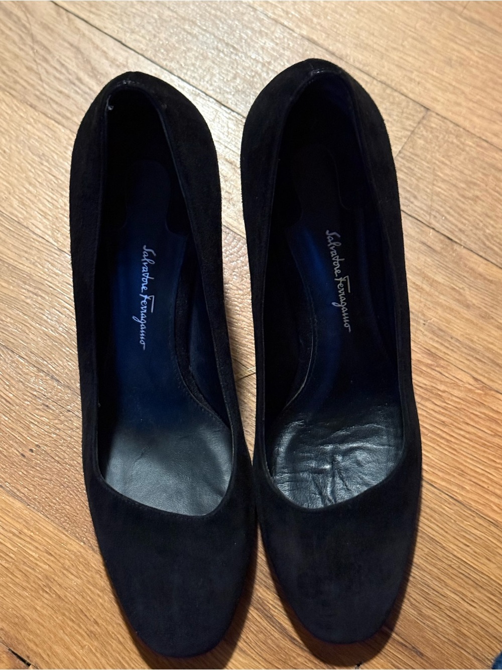 Salvatore Ferragamo Made In Italy Arezzo 85 Black Calf Leather Heels Size 8US - Picture 3 of 10